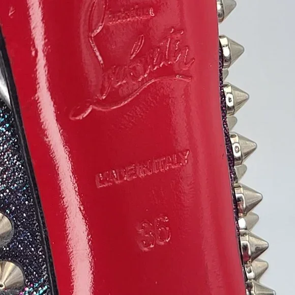 CHRISTIAN LOUBOUTIN Pumps Lady Peep Spike 150 Heels 36 Turquoise Violet Silver - Picture 10 of 10